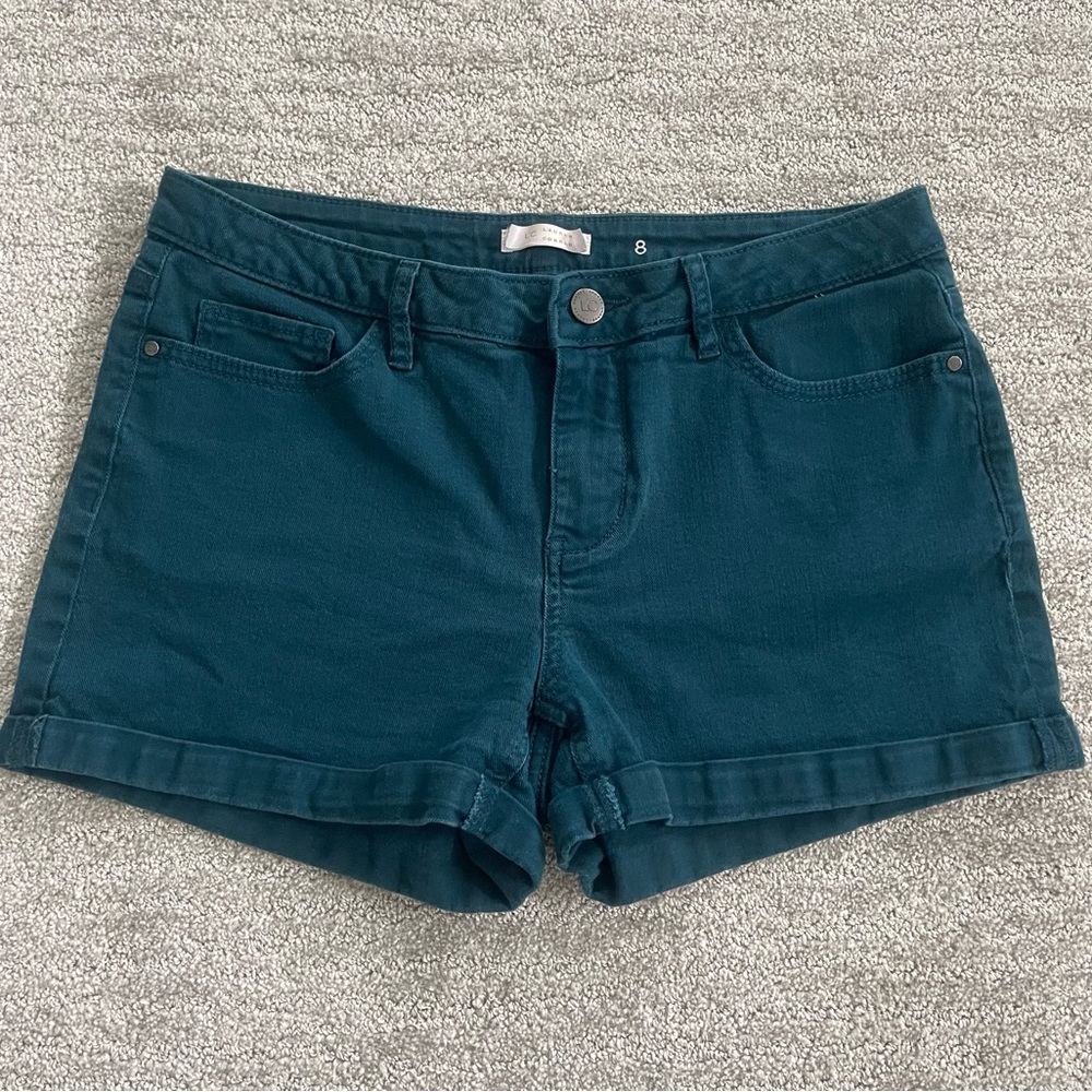 LC Lauren Conrad teal 3 inch jean shorts mid rise